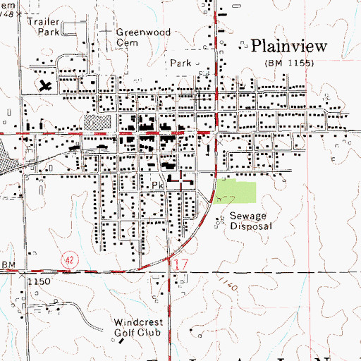 Topographic Map of Plainview Clinic Mayo Health, MN