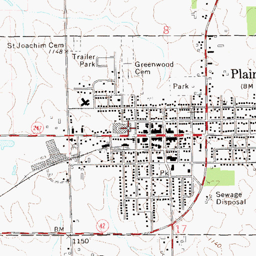 Topographic Map of Plainview High School, MN