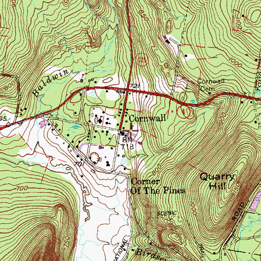 Topographic Map of Cornwall, CT