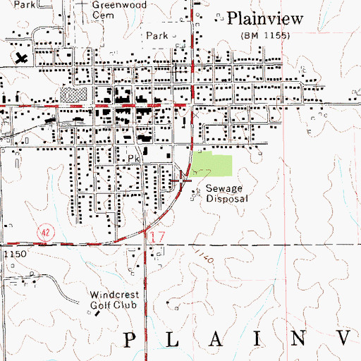 Topographic Map of Southwest Park, MN