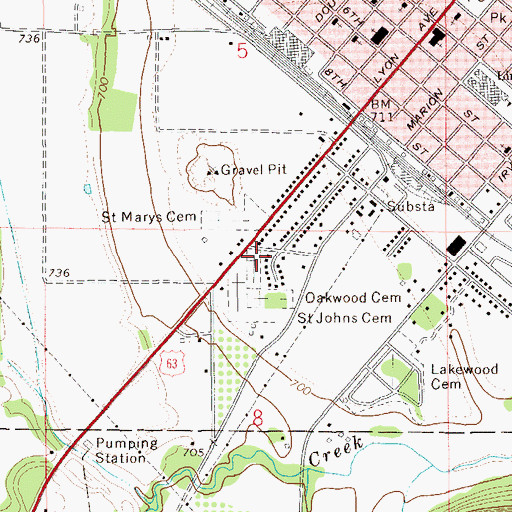Topographic Map of Bethany Cemetery, MN