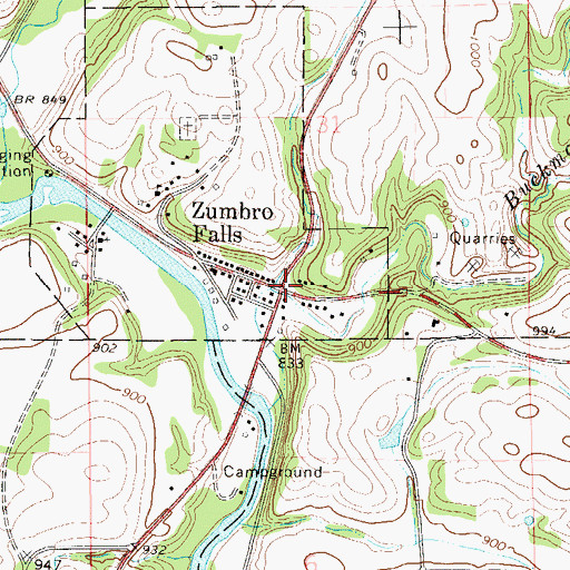 Topographic Map of Zumbro Falls (historical), MN