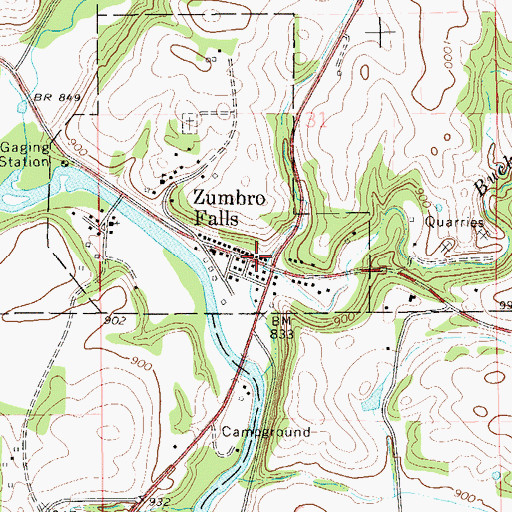 Topographic Map of Zumbro Falls Fire Department, MN