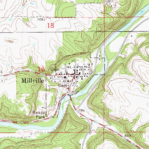 Topographic Map of Millville (historical), MN