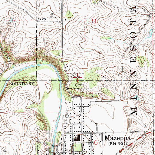 Topographic Map of Saints Peter and Paul Catholic Cemetery, MN