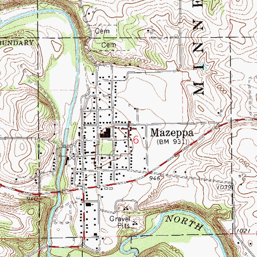 Topographic Map of Mazeppa School, MN
