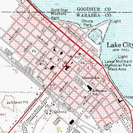 Topographic Map of Saint Mary's Church, MN