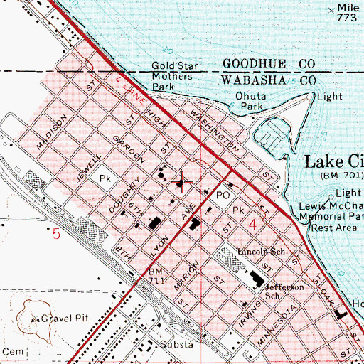 Topographic Map of United Methodist Church, MN