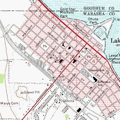 Topographic Map of Saint John's Lutheran Church, MN