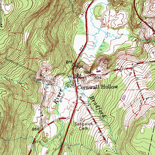 Topographic Map of Cornwall Hollow, CT