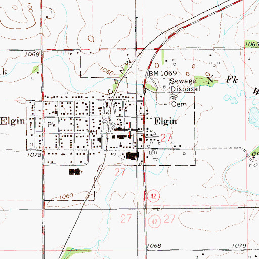 Topographic Map of Elgin Fire Department, MN