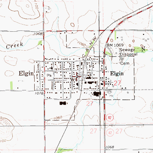 Topographic Map of Elgin Police Department, MN