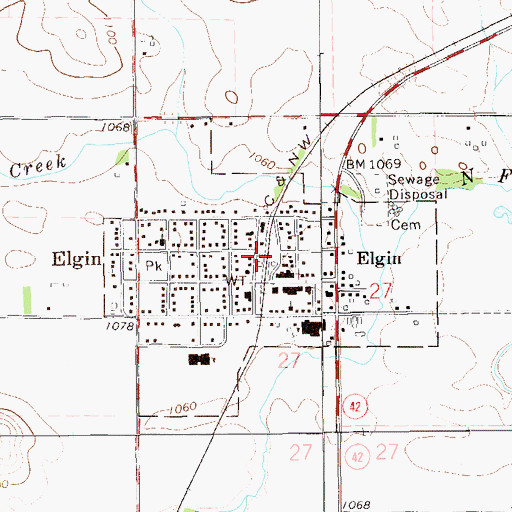 Topographic Map of Elgin (historical), MN