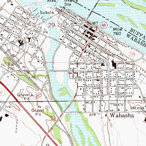 Topographic Map of Wabasha Fire Department, MN