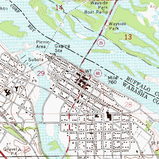 Topographic Map of Hiawatha Bible Chapel, MN