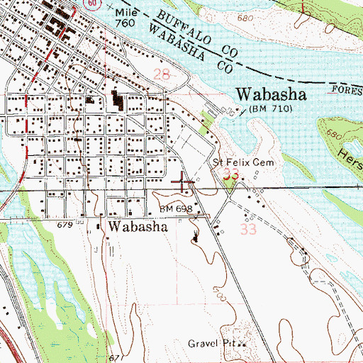 Topographic Map of Wabasha Police Department, MN