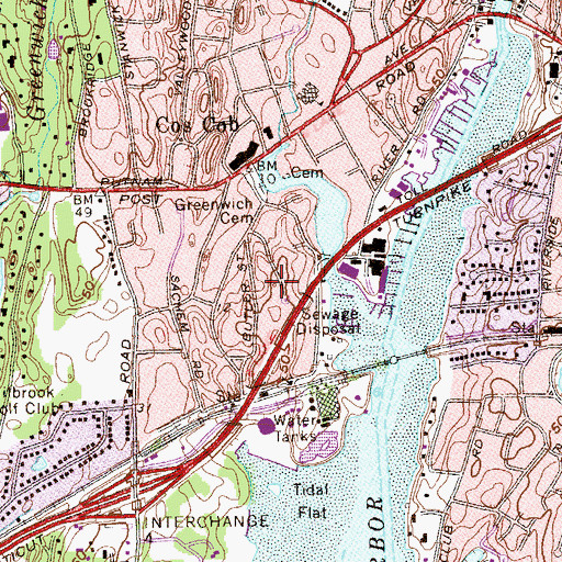 Topographic Map of Cos Cob, CT