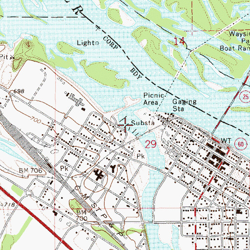 Topographic Map of Mississippi Parkside Marina, MN