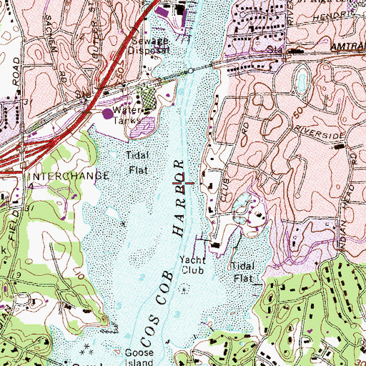Topographic Map of Cos Cob Harbor, CT
