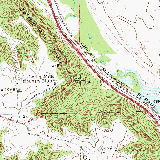 Topographic Map of Coffee Mill Ski Area, MN