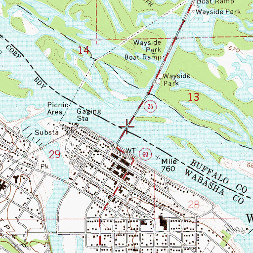 Topographic Map of Wabasha Bridge, MN