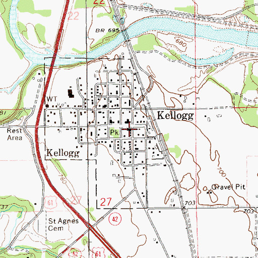 Topographic Map of Kellogg Post Office, MN