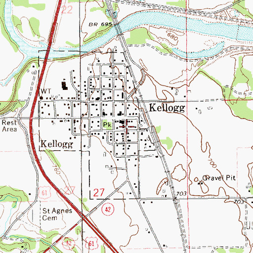 Topographic Map of Kellogg Fire Department, MN