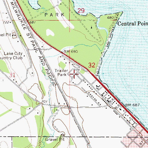 Topographic Map of Lake Pepin Campgrounds and Trailer Park, MN