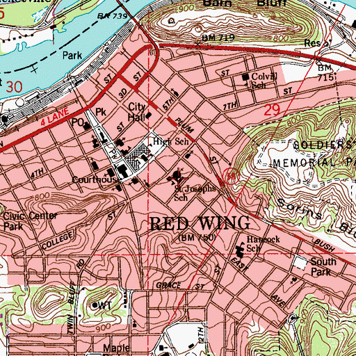 Topographic Map of Saint Joseph's Church, MN
