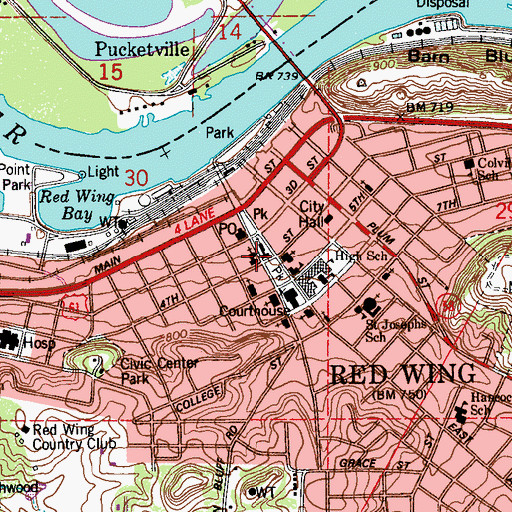 Topographic Map of Saint Paul's Lutheran Church, MN