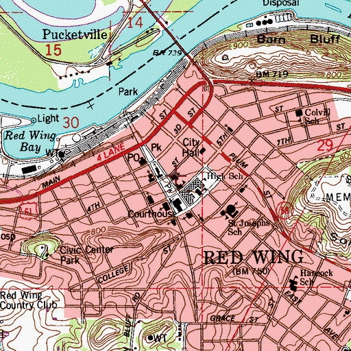 Topographic Map of First United Methodist Church, MN