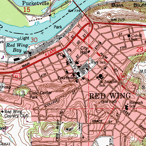 Topographic Map of First Lutheran Church, MN