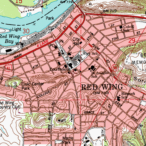 Topographic Map of First Presbyterian Church, MN
