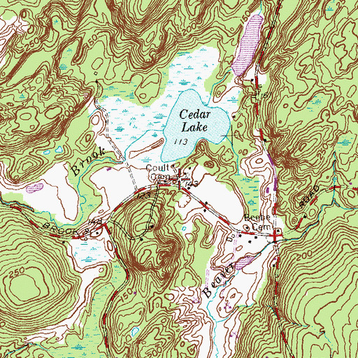 Topographic Map of Coult Cemetery, CT