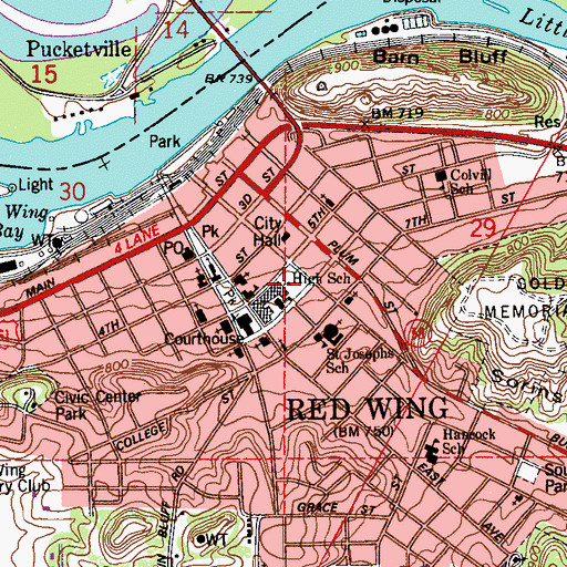 Topographic Map of Goodhue County Sheriff's Office, MN