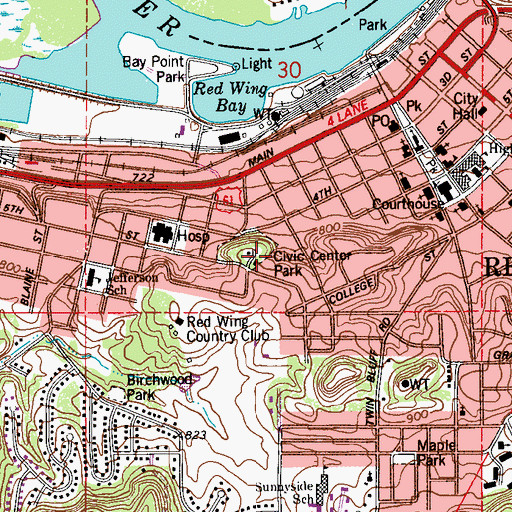 Topographic Map of Goodhue County Historical Society Museum, MN