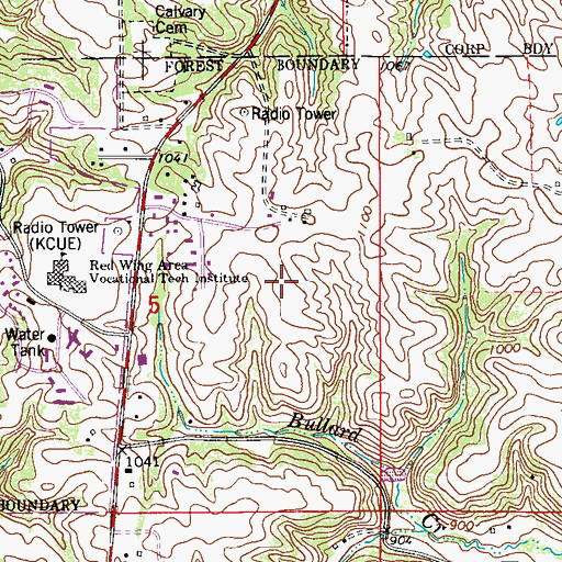Topographic Map of Red Wing High School, MN