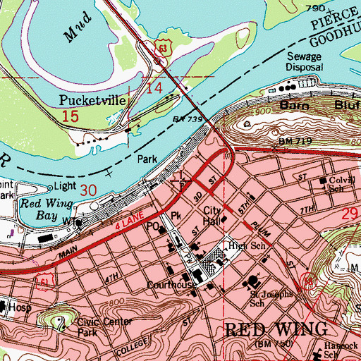 Topographic Map of Riverfront Centre, MN