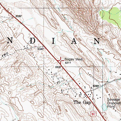 Topographic Map of Begay Well, AZ