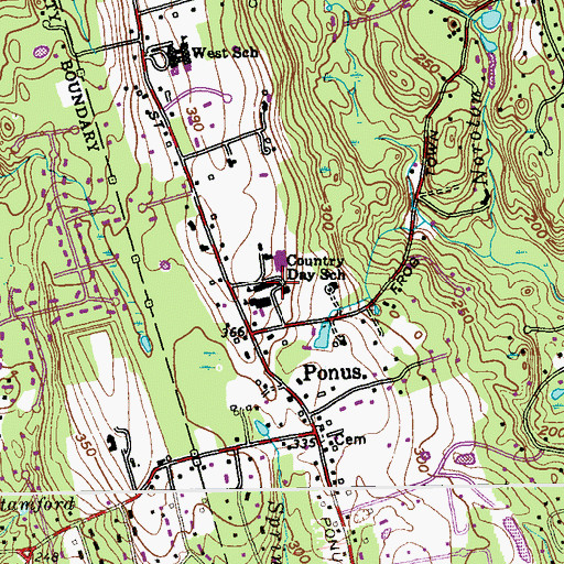 Topographic Map of New Canaan Country School, CT