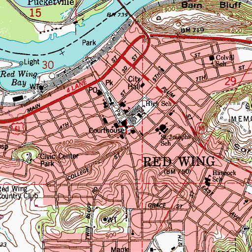 Topographic Map of Goodhue County Courthouse, MN