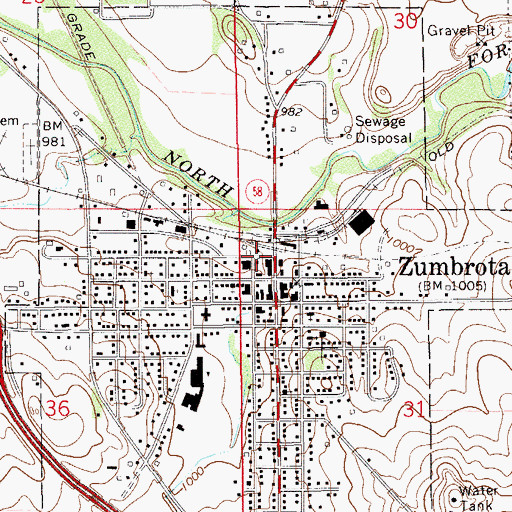 Topographic Map of Covered Bridge, MN