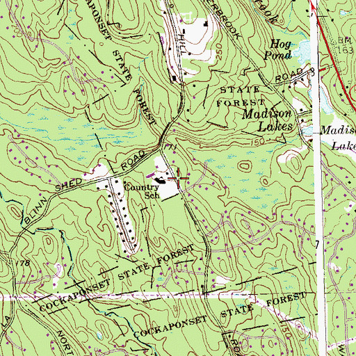 Topographic Map of The Country School, CT