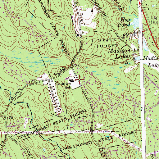 Topographic Map of The Country School, CT