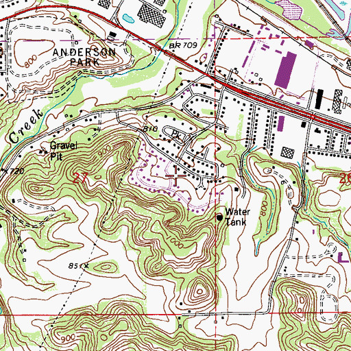 Topographic Map of Sandy Lane Park, MN