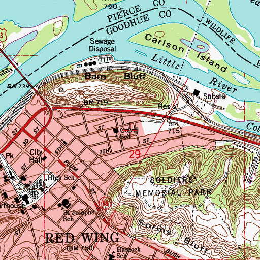 Topographic Map of Bluffview Park, MN