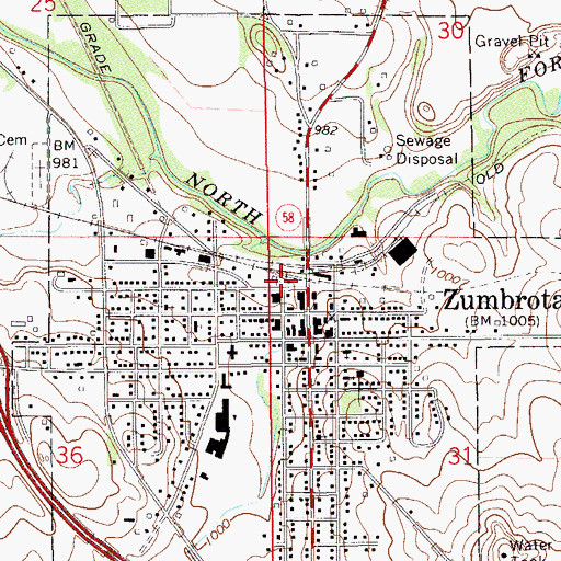 Topographic Map of Zumbrota City Hall, MN