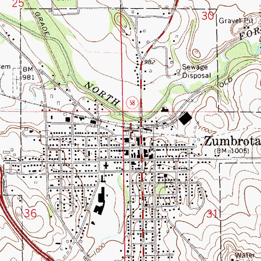 Topographic Map of Zumbrota Police Department, MN