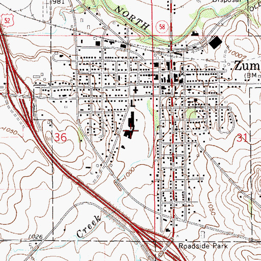 Topographic Map of Zumbrota Elementary School, MN