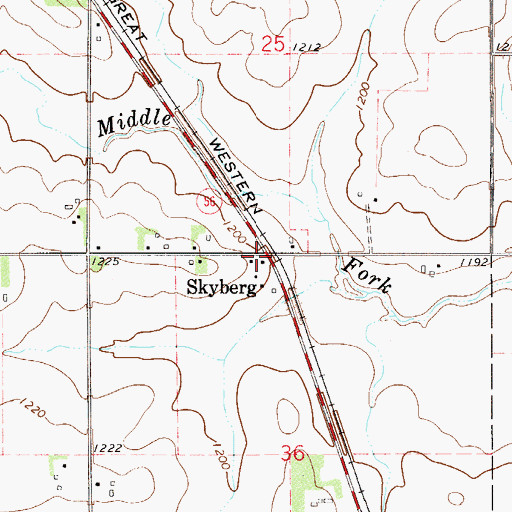 Topographic Map of Skyberg Post Office (historical), MN